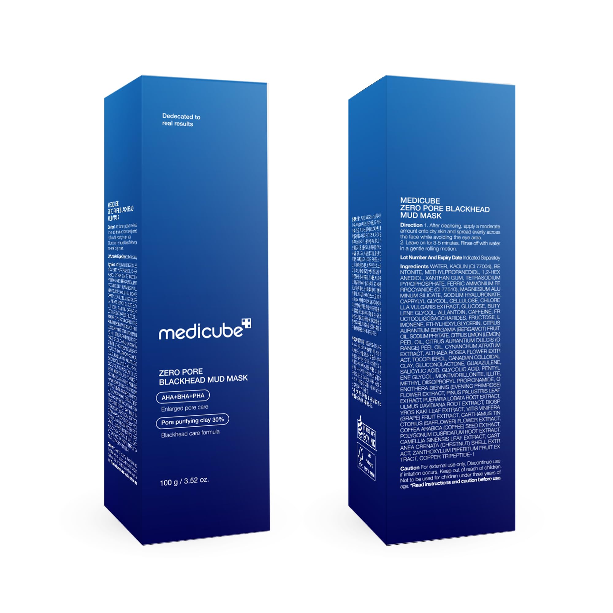 Medicube Zero Pore Blackhead Mud Facial Mask - Skin Cooling & Pore Tightening - 3 Minute Quick Dry Formula with AHA, BHA, PHA