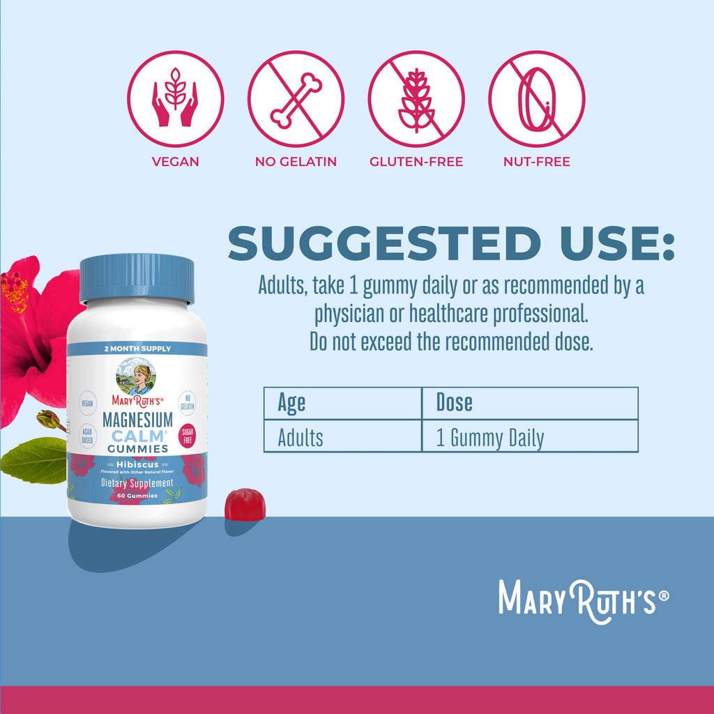 MaryRuth Organics Calm Magnesium Citrate Gummies | 2 Month Supply | Sugar Free | Magnesium Supplement for Adults