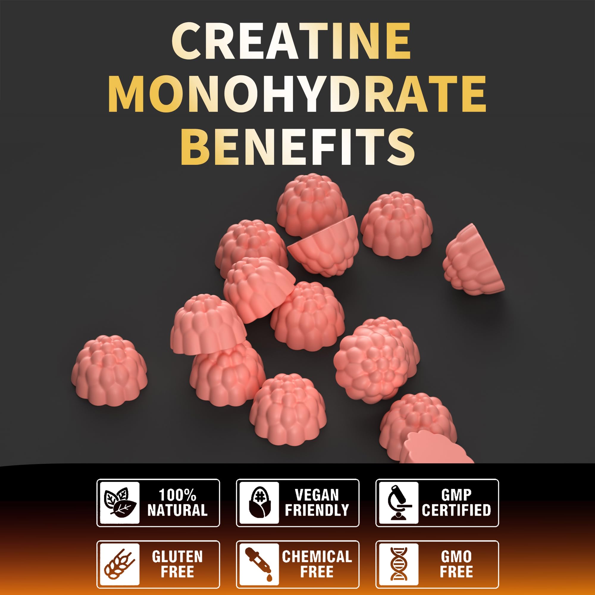 Nutravita NSF Certified Creatine Gummy - Creatine Monohydrate Gummies for Men & Women-5g of Creatine Monohydrate per Serving - Sugar Free,