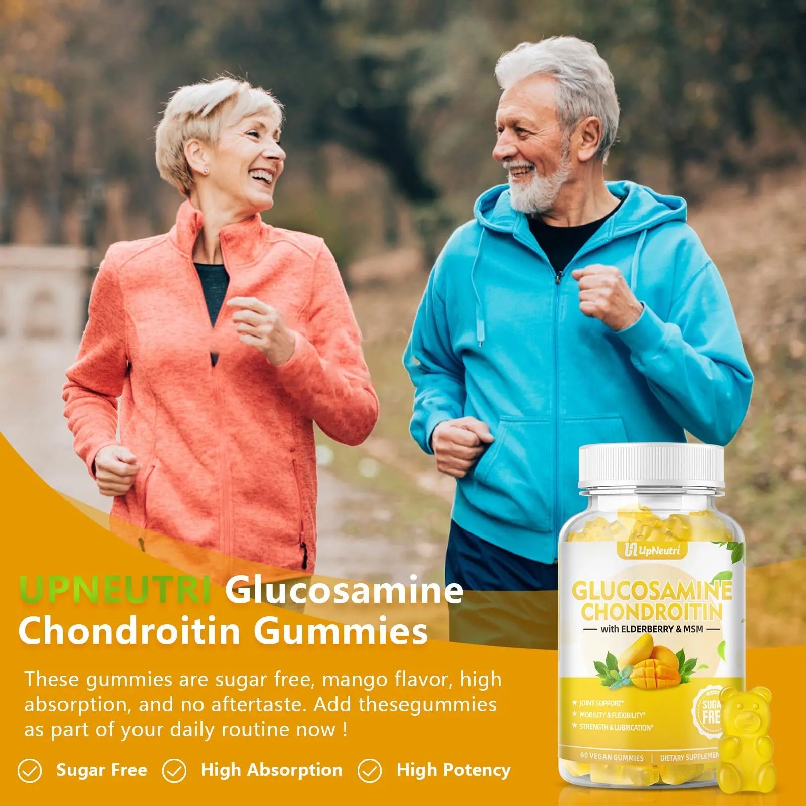 Sugar Free Glucosamine Chondroitin Gummies, Extra Strength 1500mg Glucosamine UPNEUTRI Au supplements