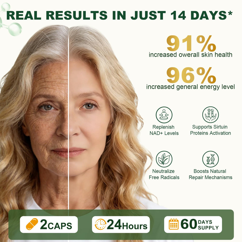 BUIUYLT NAD+ Supplement 1500mg, NR NMN Replacement with Resveratrol, Urolithin A, CoQ10 & Quercetin for Cellular Energy, Healthy Aging & Stamina for Women & Men - 120 Capsules BUIUYLT Au supplements