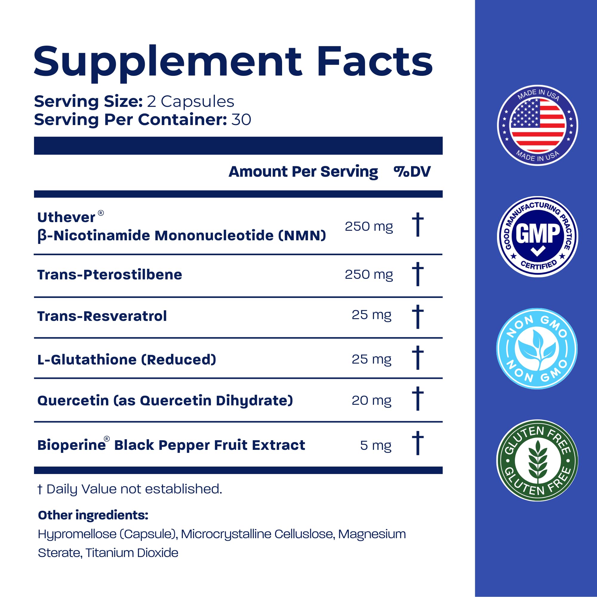 BONE SCIENCE Uthever NMN & Pterostilbene 6-in-1 Complex with Resveratrol, Glutathione & BioPerine - High Purity Stabilized NAD+ Precursor for Healthy Aging & Cellular Energy - 60 Vegetarian Capsules BONE SCIENCE Au supplements