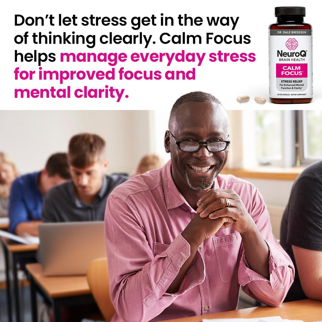 LifeSeasons NeuroQ Calm Focus Capsules - Stress Relief Supplement - Supports Mental Function & Relaxation - Sensoril Ashwagandha, Magnesium, GABA, L-Theanine, Andean Cocoa & Kava Kava - 60 Capsules LifeSeasons Au supplements