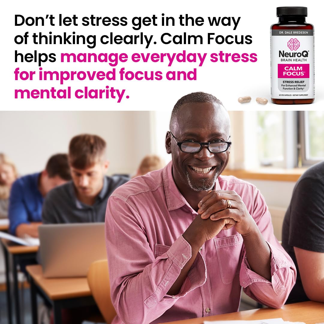 LifeSeasons NeuroQ Calm Focus Capsules - Stress Relief Supplement - Supports Mental Function & Relaxation - Sensoril Ashwagandha, Magnesium, GABA, L-Theanine, Andean Cocoa & Kava Kava - 60 Capsules LifeSeasons Au supplements
