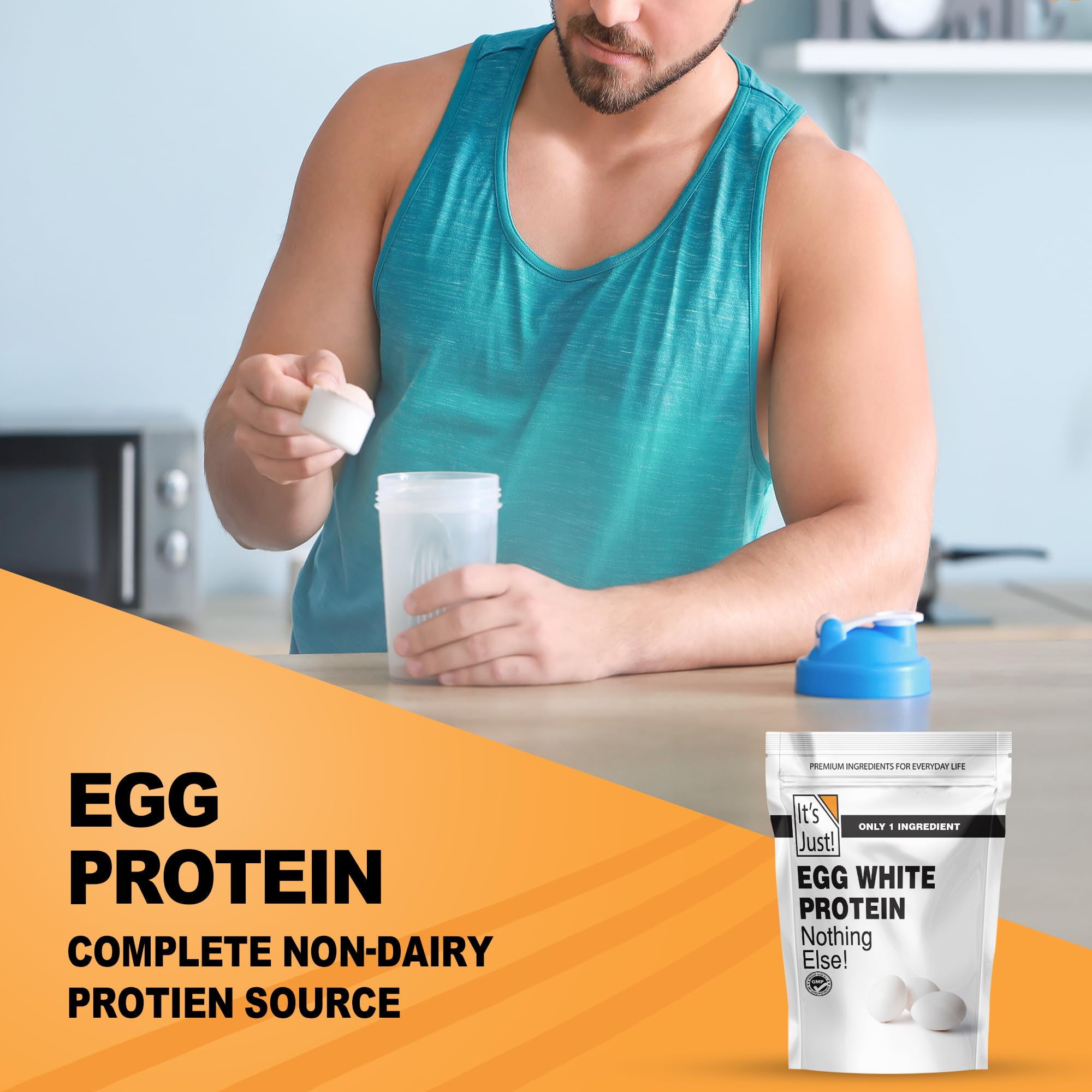It's Just! - Egg White Protein Powder, Made in USA from Cage-Free Eggs, Dried Egg Whites (Unflavored, 8oz)