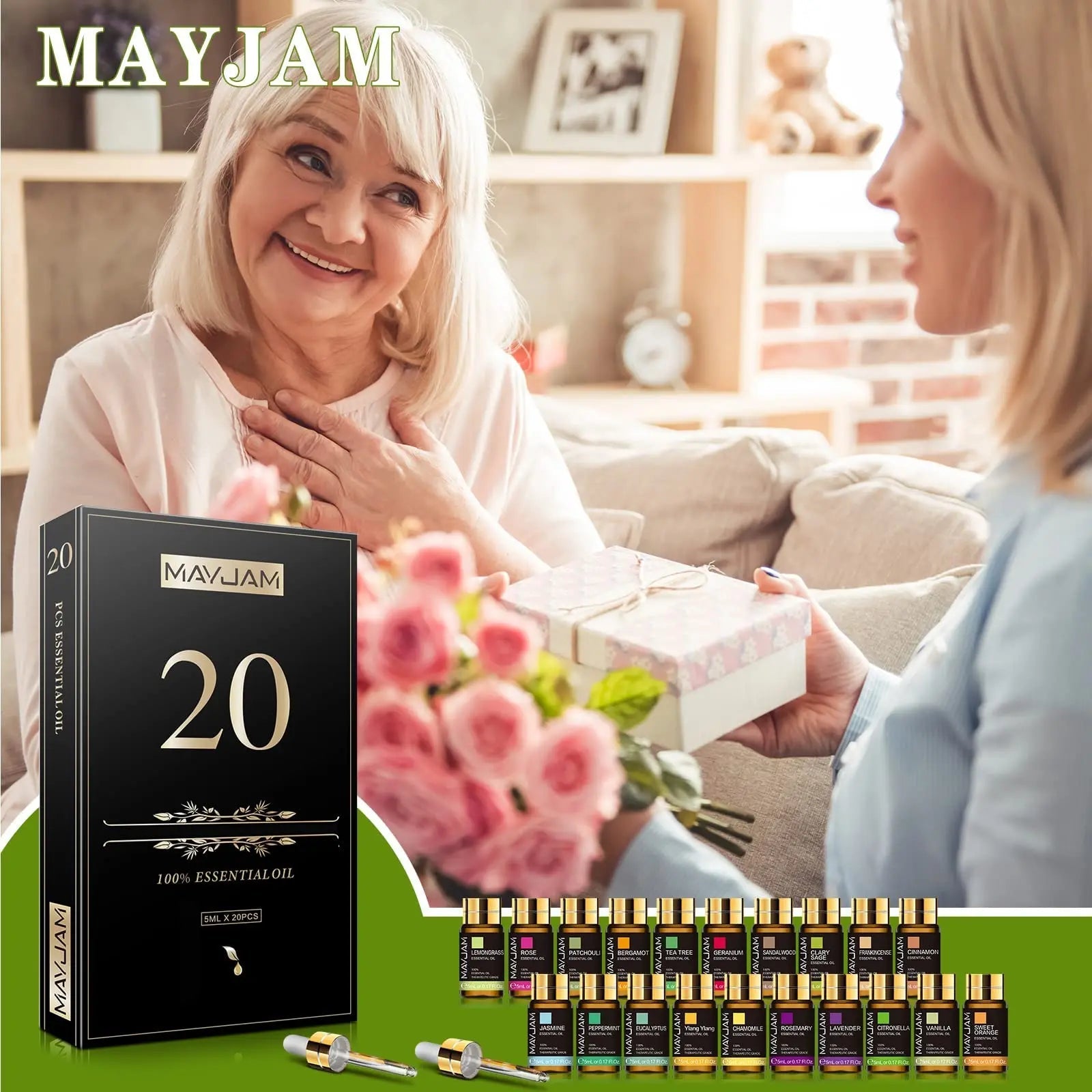 MAYJAM Tea Tree 20 Pcs Pure Essential Oil Gift Set, for Diffuser, Humidifiers, Skin Care, Massage MAYJAM Au supplements