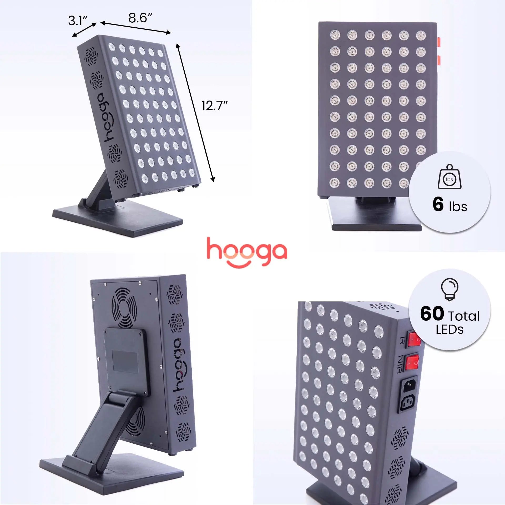 Hooga Red Light Therapy 660nm 850nm Red Near Infrared, Dual Chip Flicker Free LEDs, PRO Series hooga Au supplements