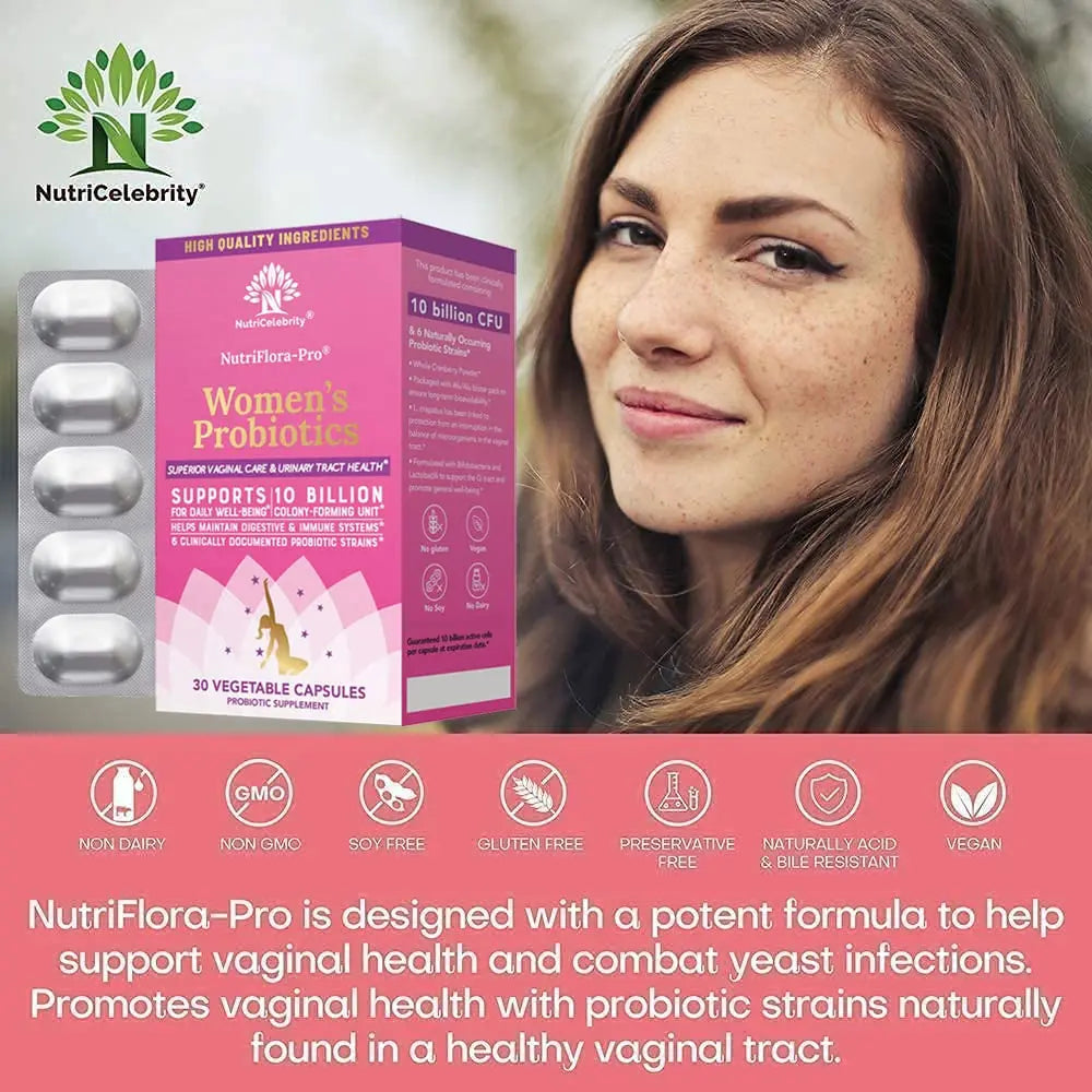 NutriCelebrity NutriFlora-Pro Probiotics for Women, Vaginal, Urinary Health, Immune System Digestive Nutricelebrity Au supplements
