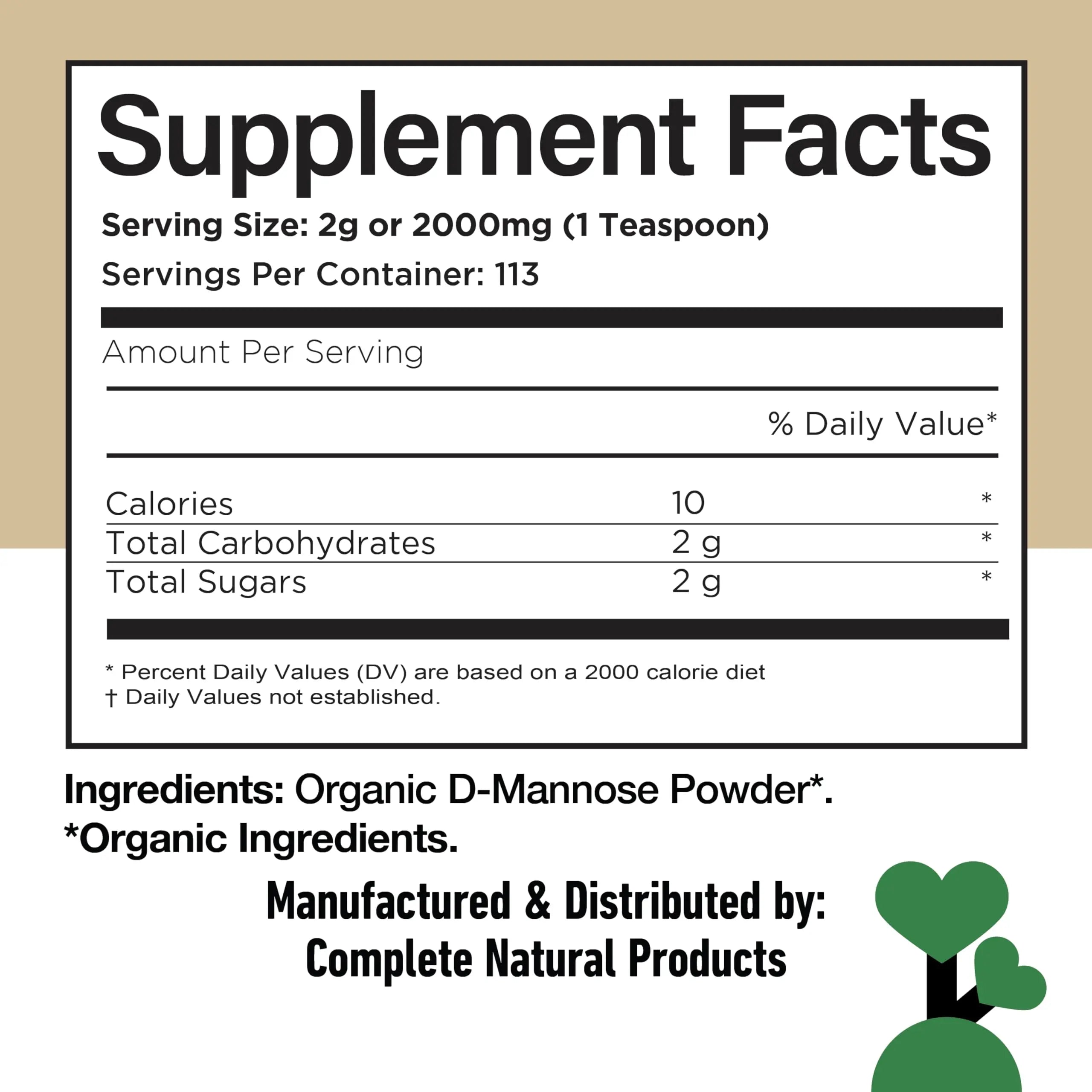 CNP Organic D Mannose Powder 2000mg - Powder D Mannose Supplement for UTI Support, Pure D-Mannose Powder from Guar Beans, Vegan Non GMO Clean Formula, Bladder Urinary Tract Health Supplement Use Complete Natural Products Au supplements