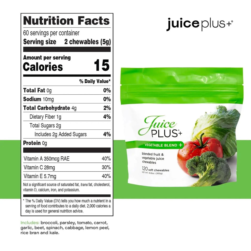 JuicePlus+ Vegetable Blend Soft Chews (Chewables) - Delicious Vegan Gummies with 11 Nutrient-Rich Vegetables for Daily Wellness! Juice Plus+ Au supplements