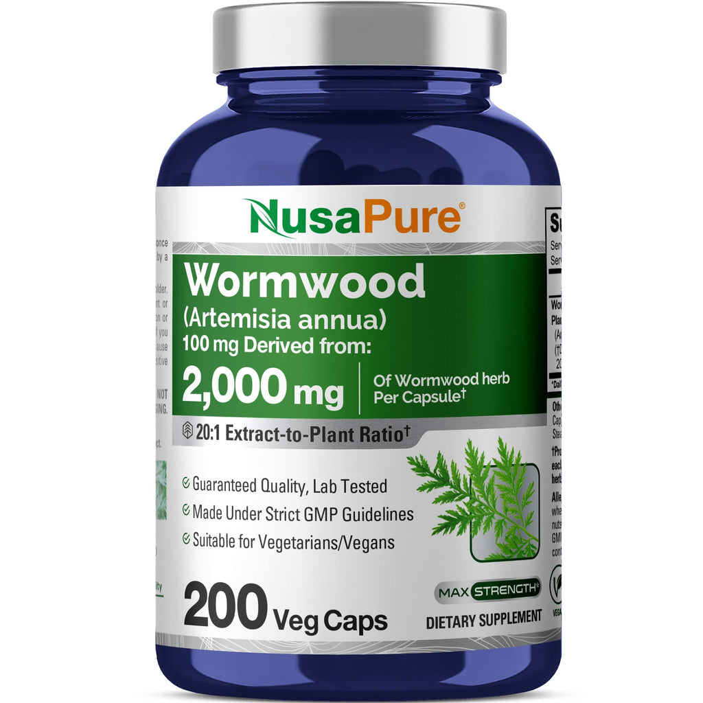 NusaPure Wormwood Capsules 2000mg | Artemisia Annua Herb | 200 Count | Non-GMO & Vegan Supplement NusaPure Au supplements