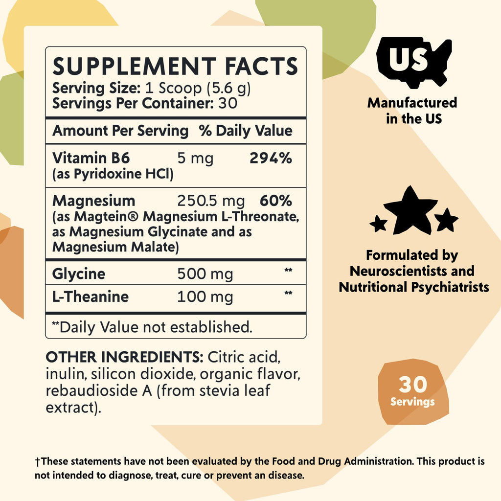 PYM Mood Magnesium Powder to Support Stress & Better Sleep, 30 Servings - Magnesium Glycinate, Magnesium Malate & l-Threonate, Yuzu Citrus | Non-GMO