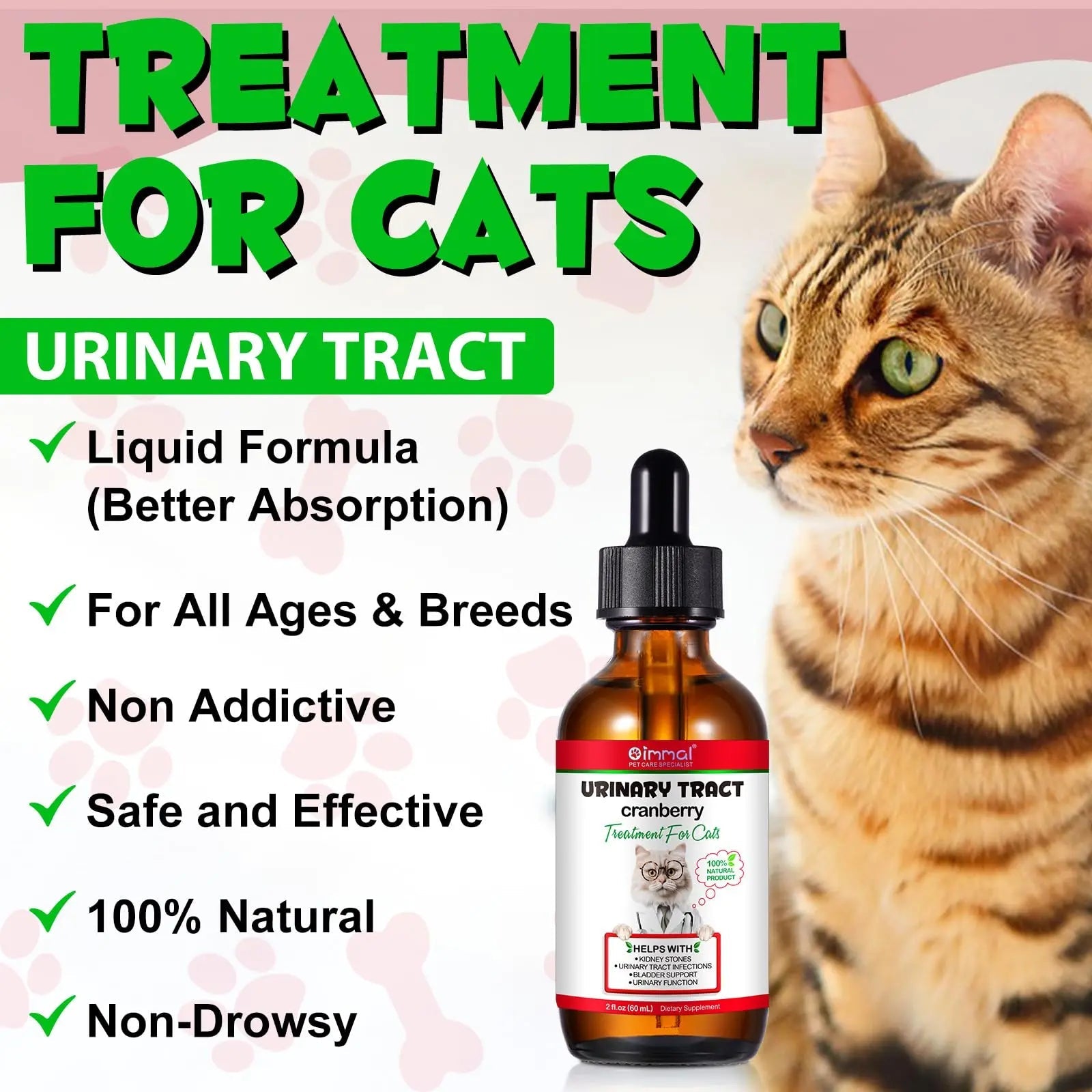Cat Urinary Tract Infection Treatment, Cat UTI Treatment Drops Supports Bladder, Kidney Stone, Cranberry Kidney Bladder Support Supplement, Chicken Flavor, 60ml BTQAFVZT Au supplements