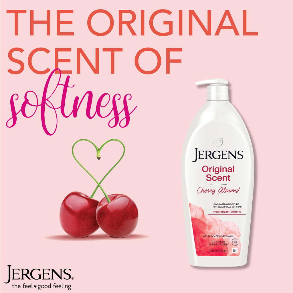 Jergens Original Scent Dry Skin Body Lotion, Hand and Body Moisturizer, Cherry Almond Essence