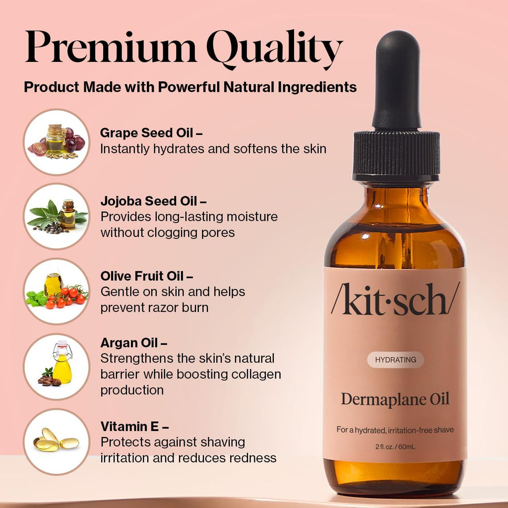 Kitsch Dermaplane Face Oil with Jojoba & Argan Oil – Hydrating Facial Formula for Dermaplaning Tool, Gua Sha & Razor Use