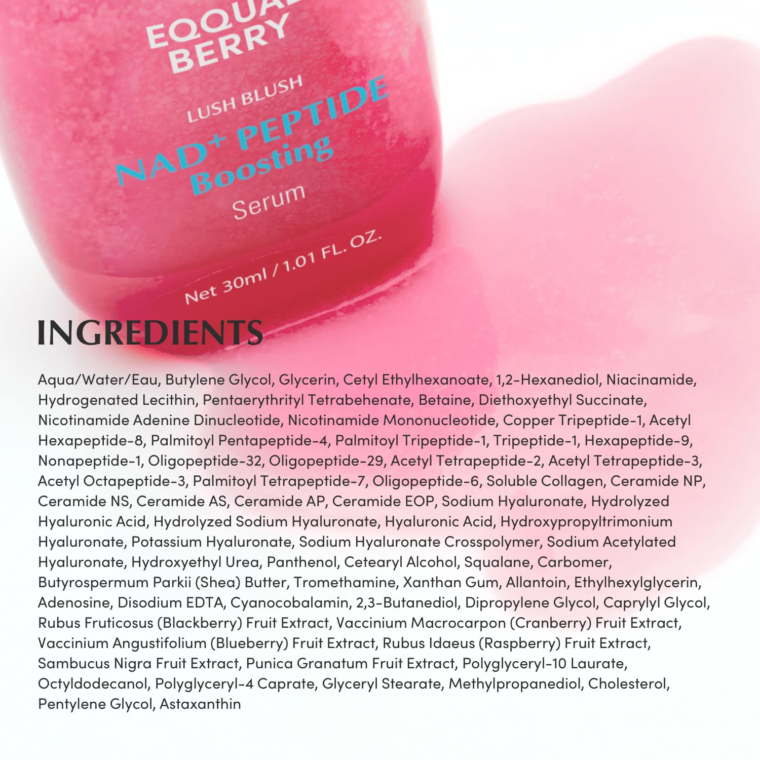 EQQUALBERRY NAD+ Peptide Boosting Serum – Niacinamide 2% + 14 Peptides + Vegan Collagen Anti-Aging Korean Skincare Face