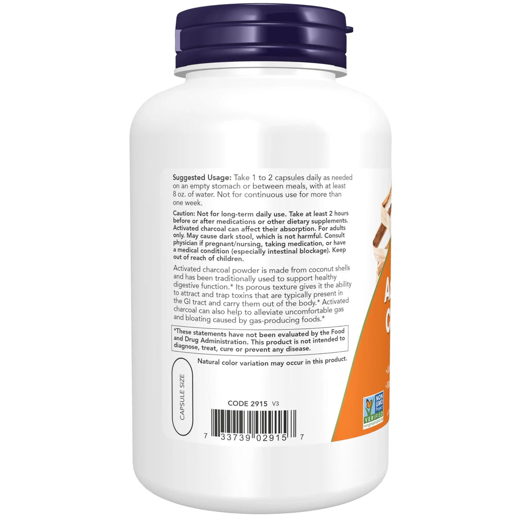 NOW Supplements, Activated Charcoal Made from Coconut Shells, Non-GMO Project Verified NOW Au supplements