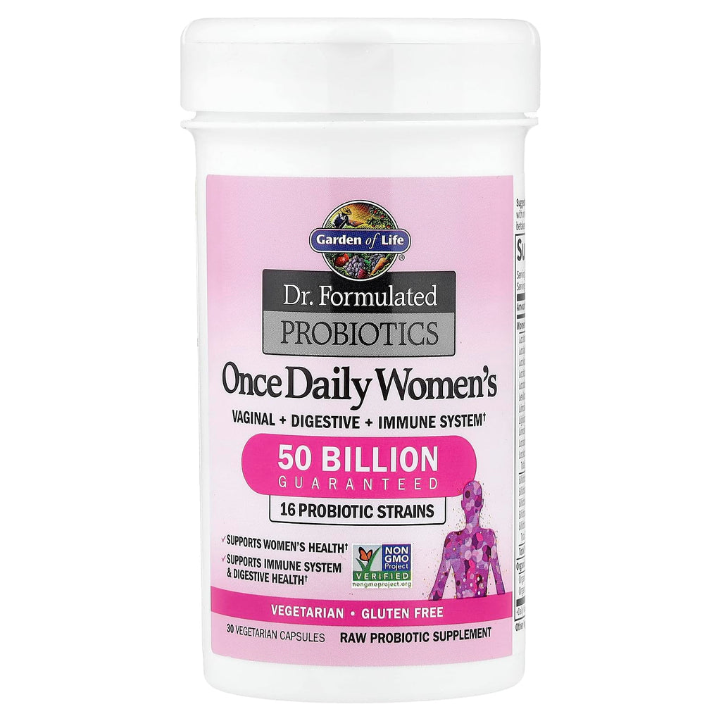 Garden of Life Once Daily Dr. Formulated Probiotics for Women 50 Billion CFU 16 Probiotic Strains with Organic Prebiotics for Digestive, Vaginal & Immune Health