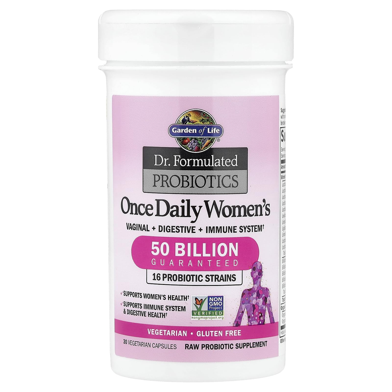 Garden of Life Once Daily Dr. Formulated Probiotics for Women 50 Billion CFU 16 Probiotic Strains with Organic Prebiotics for Digestive, Vaginal & Immune Health