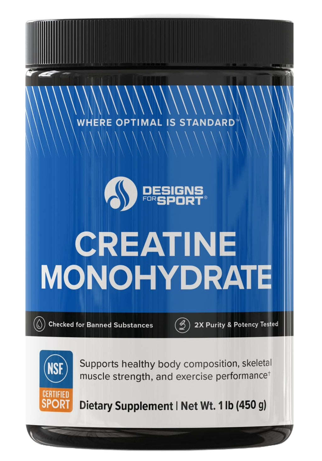 Designs for Sport Micronized Creatine Monohydrate Unflavored Powder - NSF Certified for Sport, 90 Servings, Supports Muscle Recovery, Brain Health, Pre and Post Workout Strength Designs for Sport Au supplements
