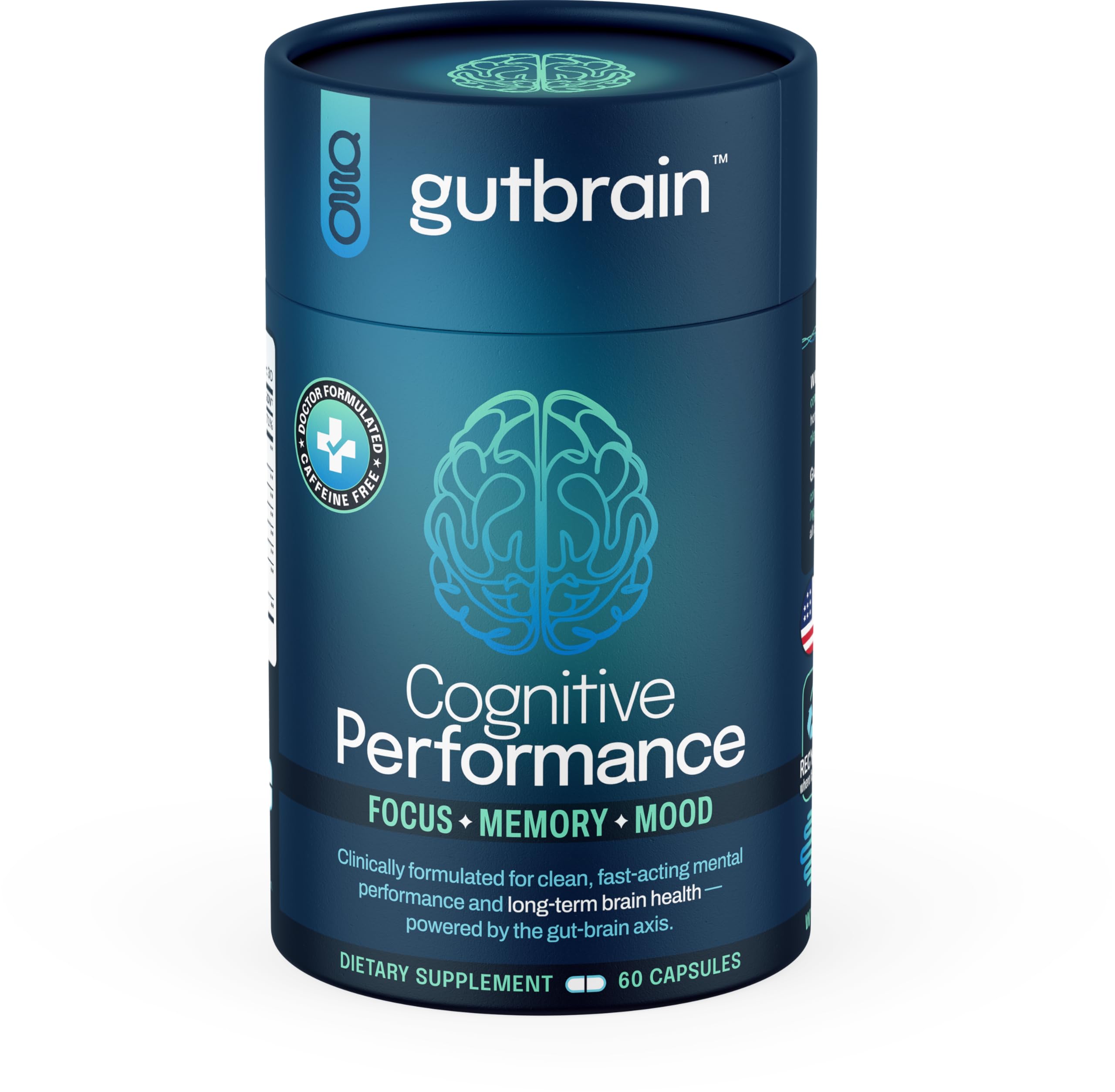 Brain Supplement for Memory and Focus with Probiotics, Advanced 2 in 1 Nootropic Brain Support for Mental Clarity, Caffeine Free Doctor Formulated Supplement, 60 Capsules Purity Labs Au supplements