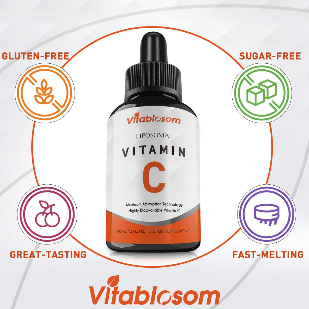 Vitablosom Liposomal Vitamin C 2000mg Liquid for Adults, High Absorption VIT C, Maximize Vitamin C, Immune System & Antioxidant Support, 60ML (2 Bottle)