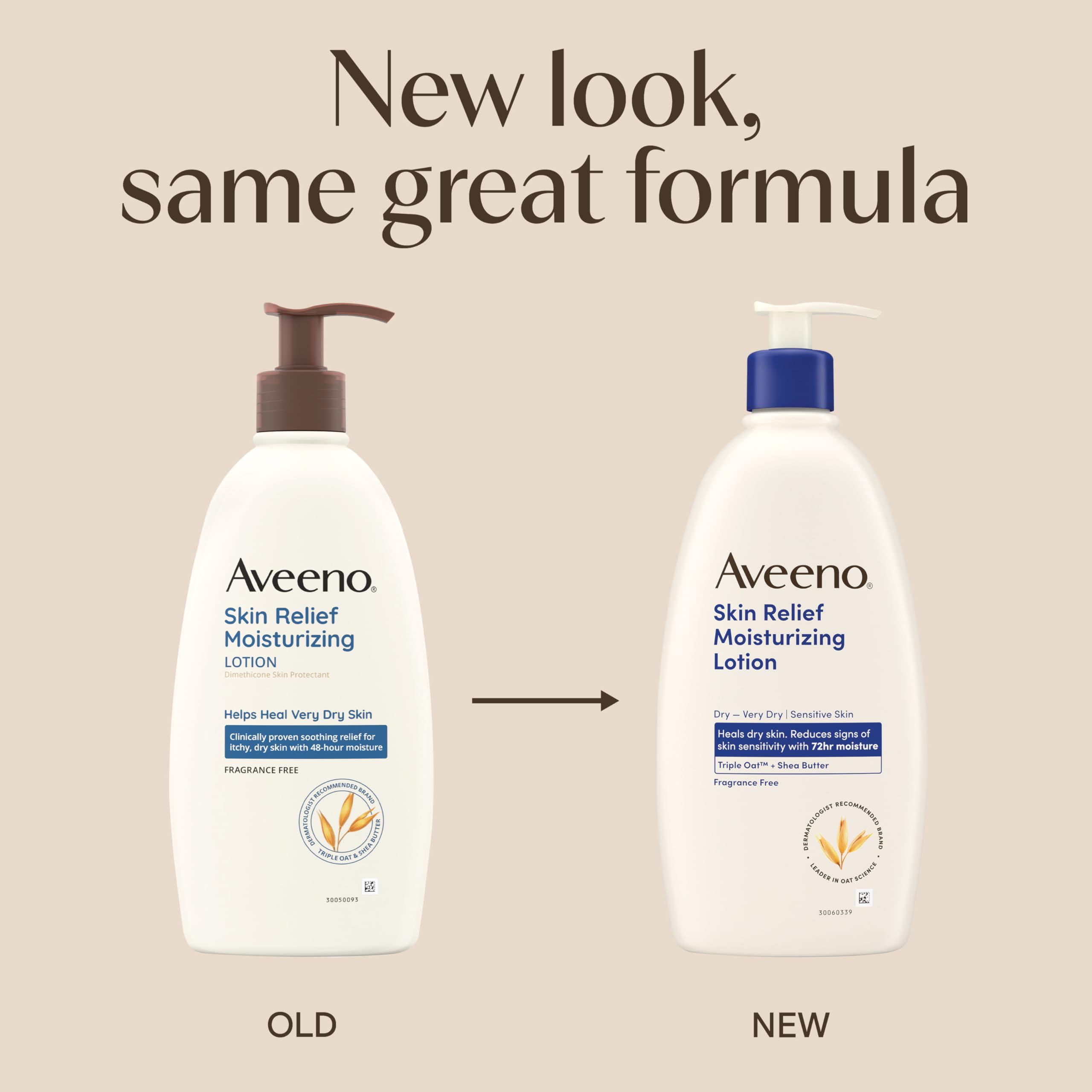 Aveeno Skin Relief Moisturizing Lotion Heals Very Dry, Sensitive Skin, Fast-Absorbing Body