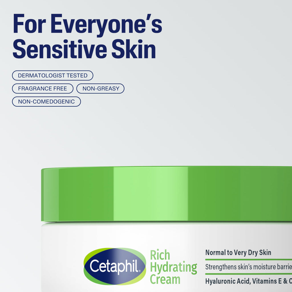 CETAPHIL Rich Hydrating Night Cream For Face, With Hyaluronic Acid, 1.7 oz, Moisturizing Cream For Dry To Very Dry Skin
