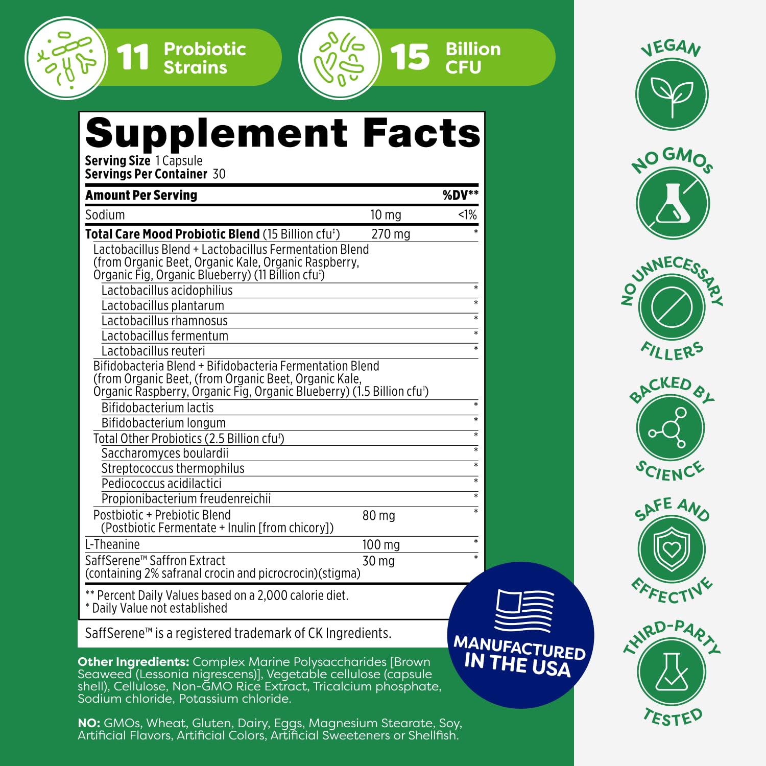 Probulin Mood Probiotics for Women with Saffron, L Theanine, Probiotic, Prebiotic, Postbiotic - Mood Support Supplement & Gut Support - Vegan, Non GMO, 30 Capsules Probulin Au supplements