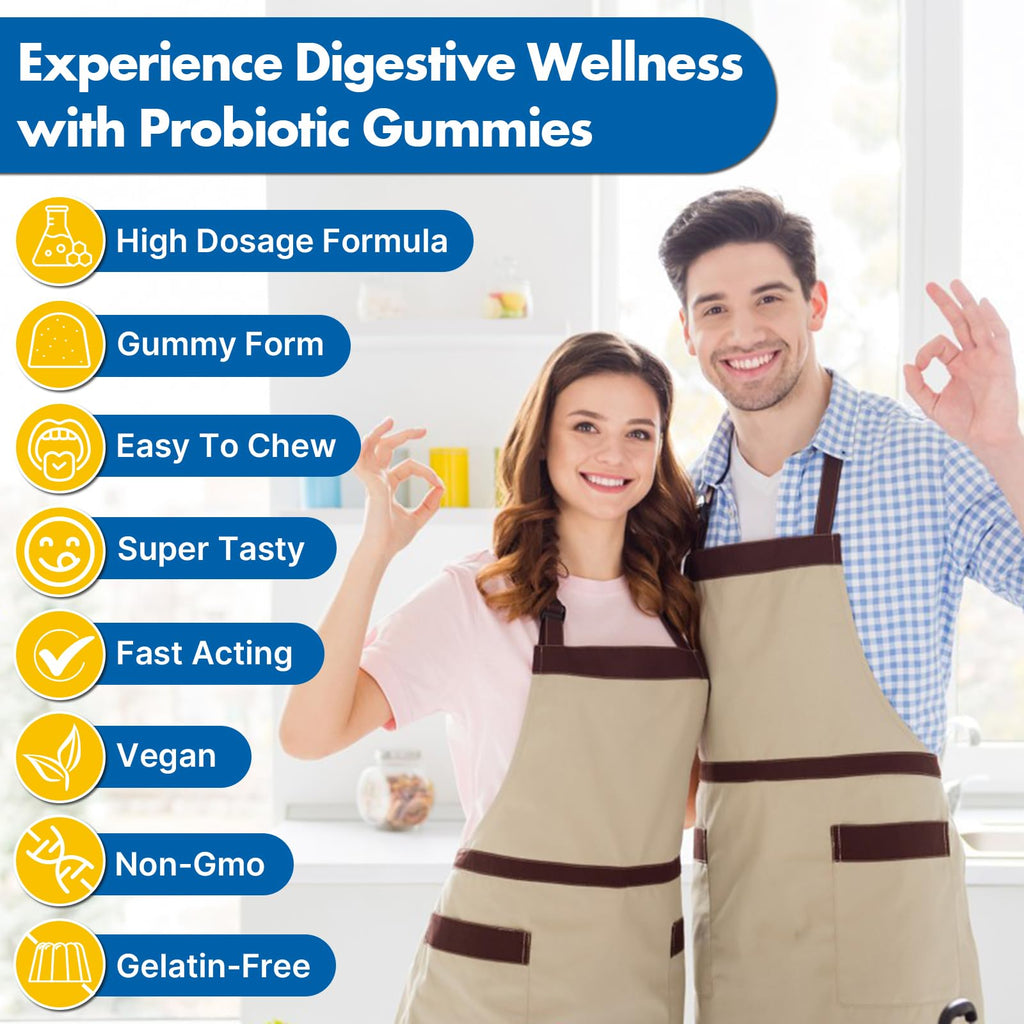 Gut Health & Probiotic Gummies, 112.5 Billion CFU, Sugar Free - 8 Strains + Prebiotics + Herbs - for Digestive, Immune, Diarrhea & Bloating - Gut Health for Women & Men