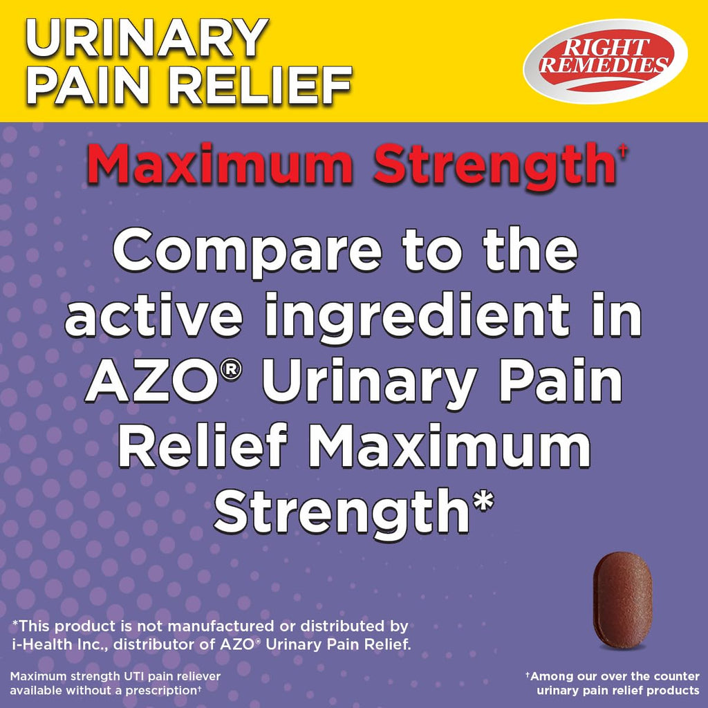 RIGHT REMEDIES Urinary Pain Relief Phenazopyridine HCl 99.5mg Tablets | Maximum Strength OTC for Fast Relief of UTI Pain, Burning and Bladder discomfort | Generic AZO Maximum Strength (72 Count) RIGHT REMEDIES Au supplements