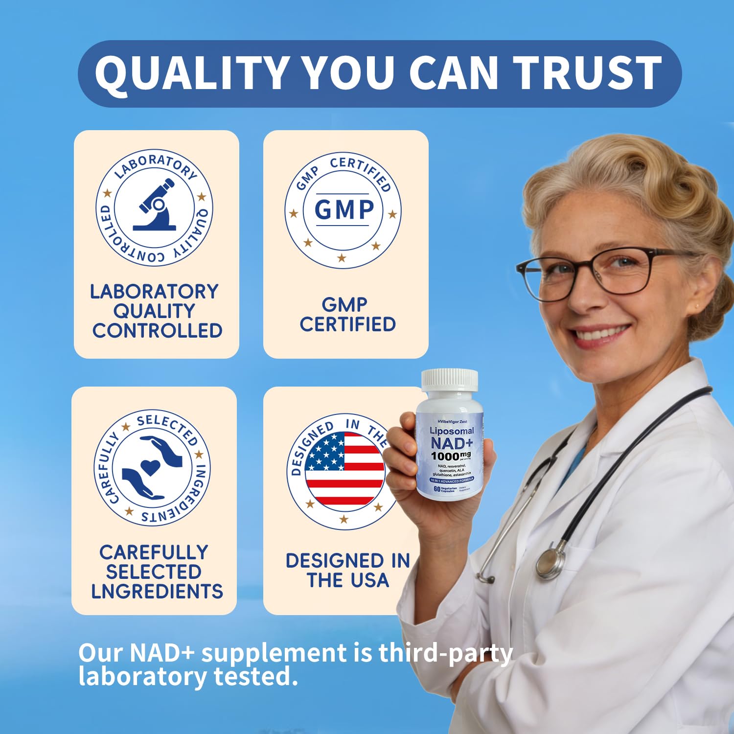 NAD Supplement 1000mg, Liposomal NAD+ Supplement with Resveratrol, Glutathione & Astaxanthin - Support Cellular Health, Stamina & Healthy Aging, NMN Supplement Alternative – 60 Capsules HVibeVigor Zest Au supplements