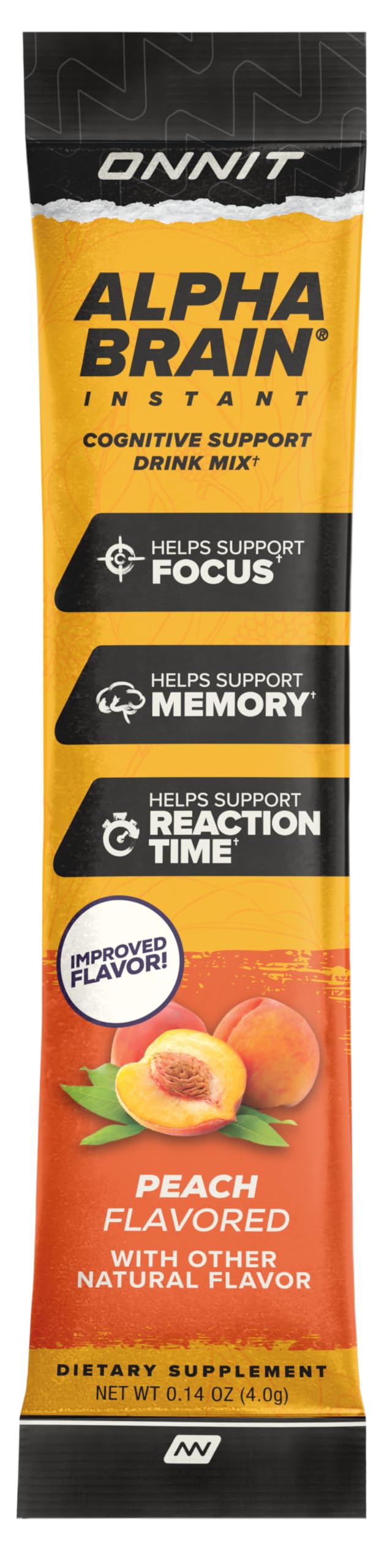 ONNIT Alpha Brain Instant Cognitive Support Drink Mix, Nootropic Supplement for Focus, Memory and Clarity, Peach Flavor, 0.13 oz Packets, 30 Count ONNIT Au supplements