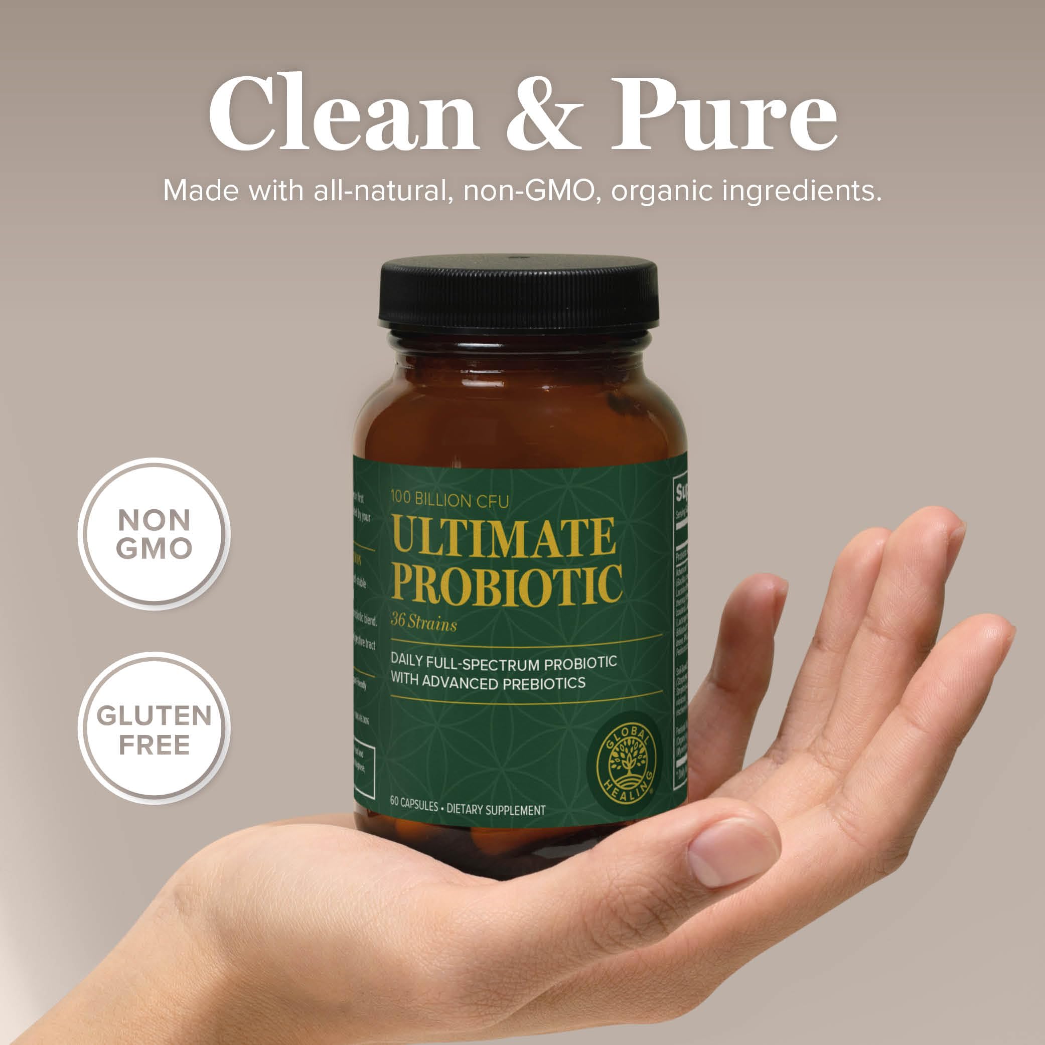 Global Healing Ultimate Probiotic Blend Supplement with Prebiotics and Probiotics for Digestive Health, Digestive Tract, & Immune System, Gut Health for Men & Women,