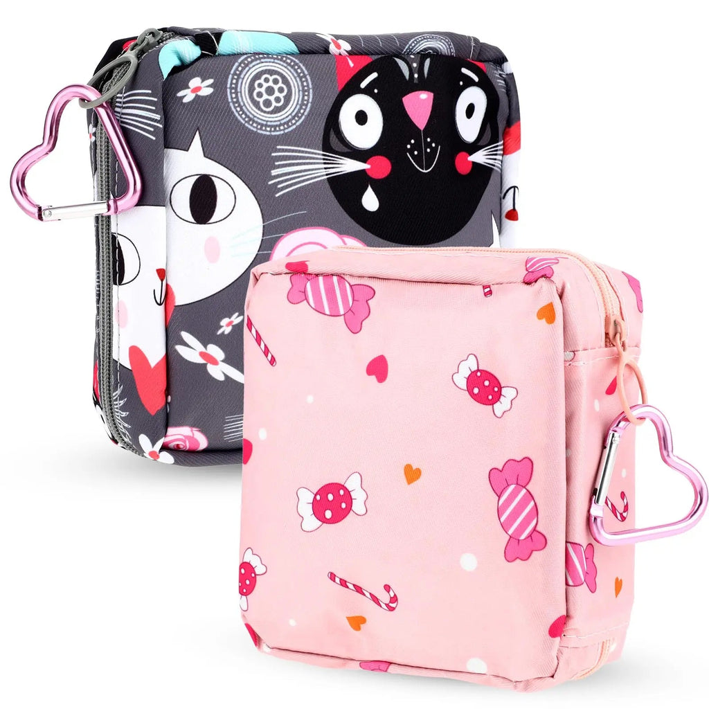 Abeillo 2Pcs Period Bag with Heart Carbiner, Sanitary Pad Storage Bag Samll Period Pouch Abeillo Au supplements