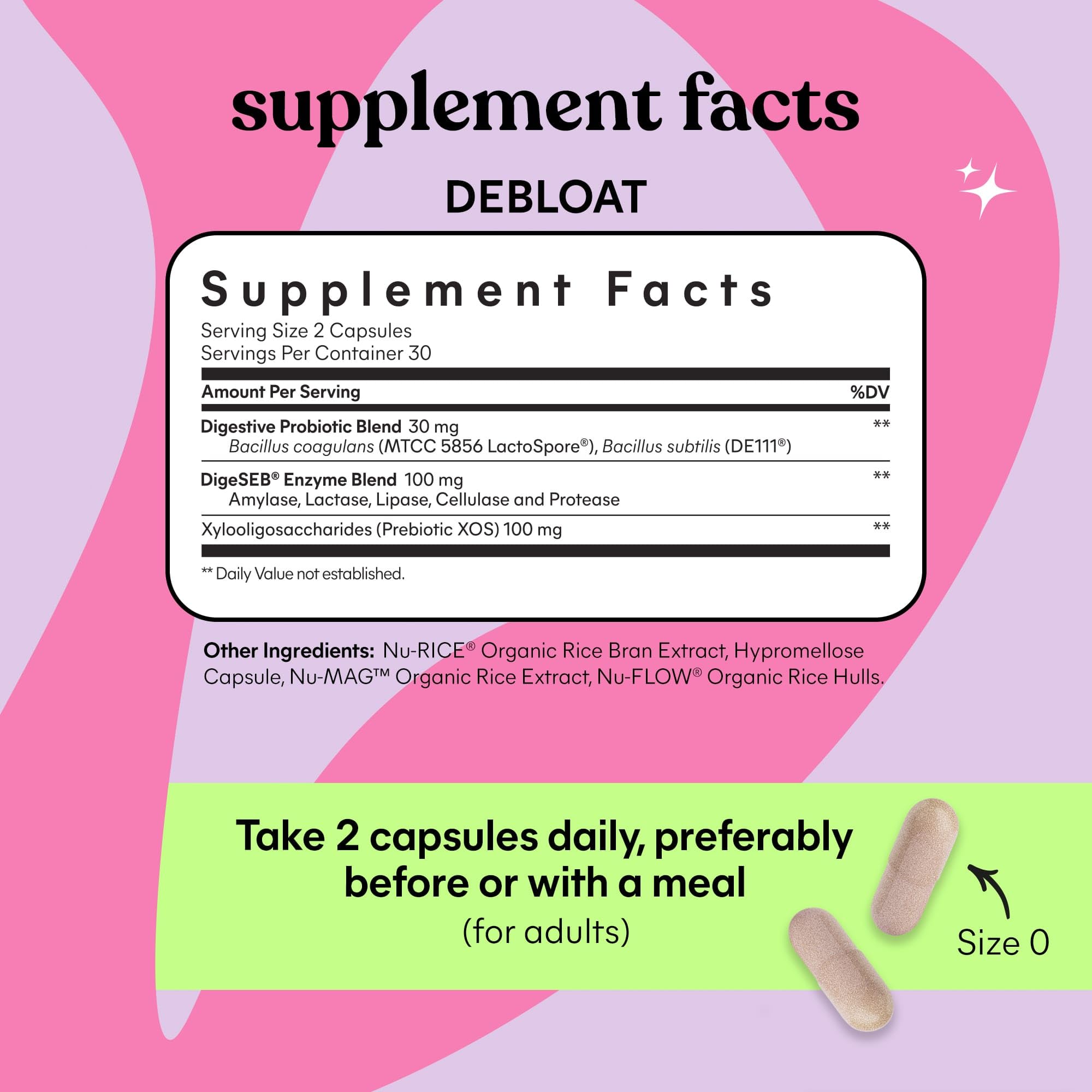 Lemme Debloat 3-in-1 Prebiotic, Probiotic & Digestive Enzyme Capsules for Bloating & Gas Relief - 2 Clinically Studied Probiotics w/5 Digestive Enzymes to Improve Digestion, Women & Men, (60 Count) Lemme Au supplements