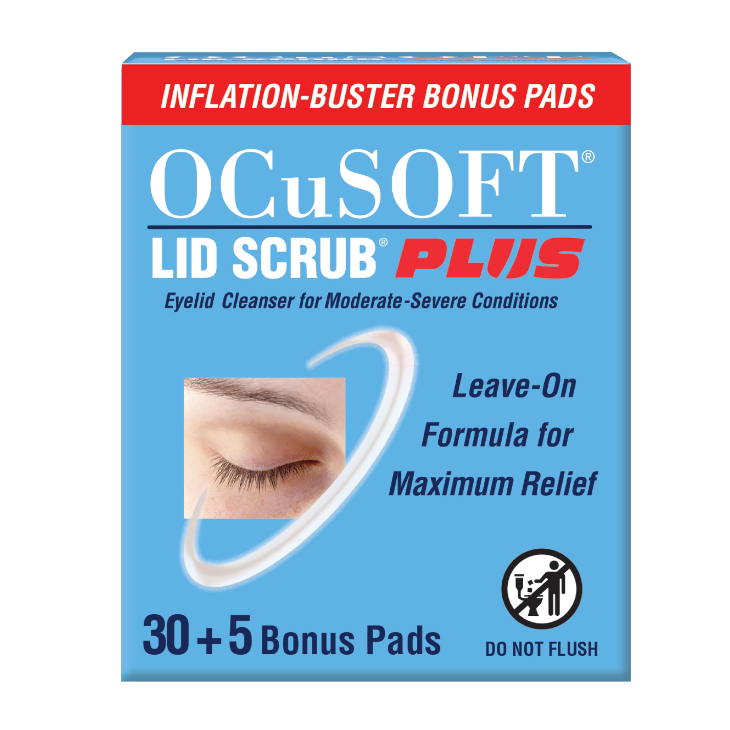 OCuSOFT Lid Scrub PLUS 35 - Pre-Moistened Leave-On Eyelid Wipes for Moderate to Severe Conditions