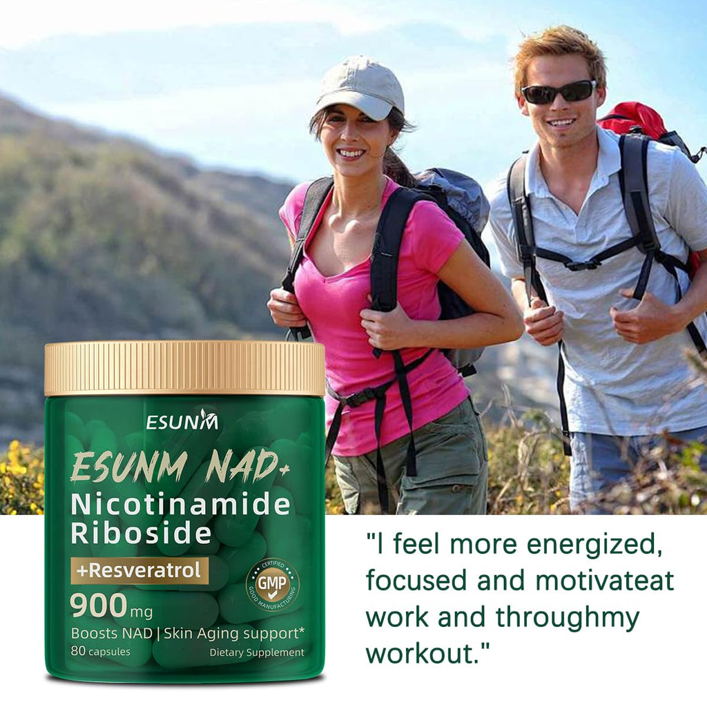 ESUNM Liposomal NAD+ Supplement with Resveratrol, NMN Supplement NAD Resveratrol Support Cellular Health, Stamina & Healthy Aging,Third-Party Tested，80 Capsules ESUNM Au supplements