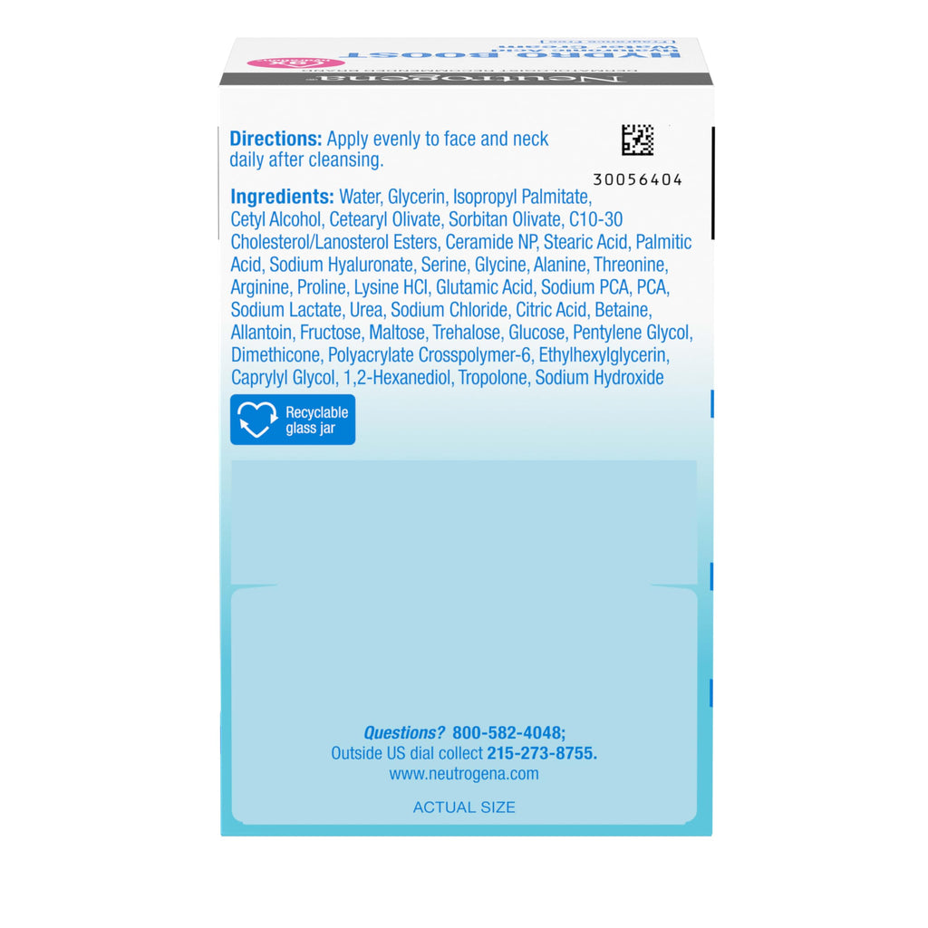 Neutrogena Hydro Boost Water Cream, 72 Hr Hydration for Normal/Extra Dry Skin, Fragrance Free, Face Moisturizer with Hyaluronic Acid, 1.7 oz