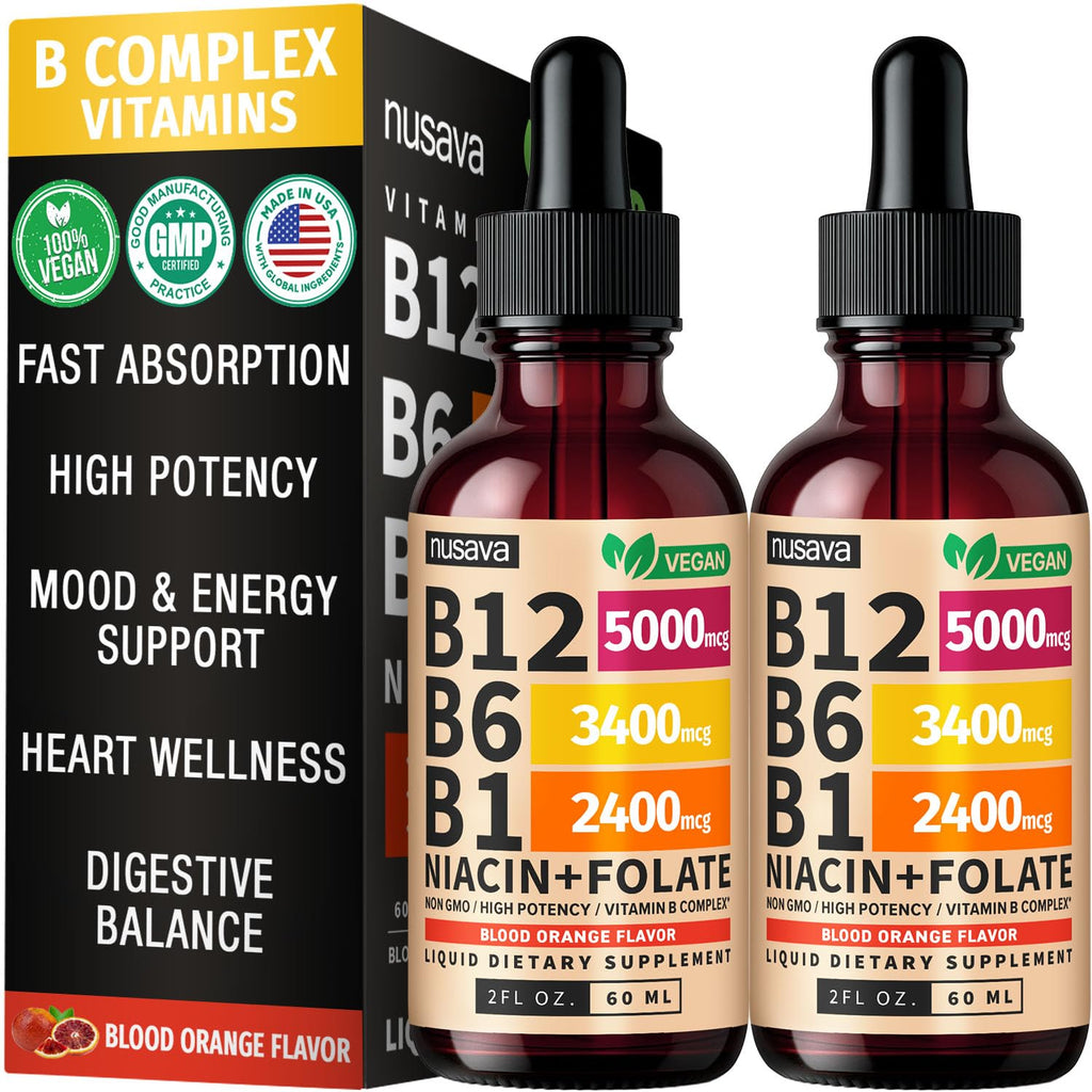 (2 Pack) Vitamin B12 and B6 Liquid Drops, B12 Sublingual Vitamin B Complex - B 12 Vitamin 5000mcg - B12 Methylcobalamin for Energy