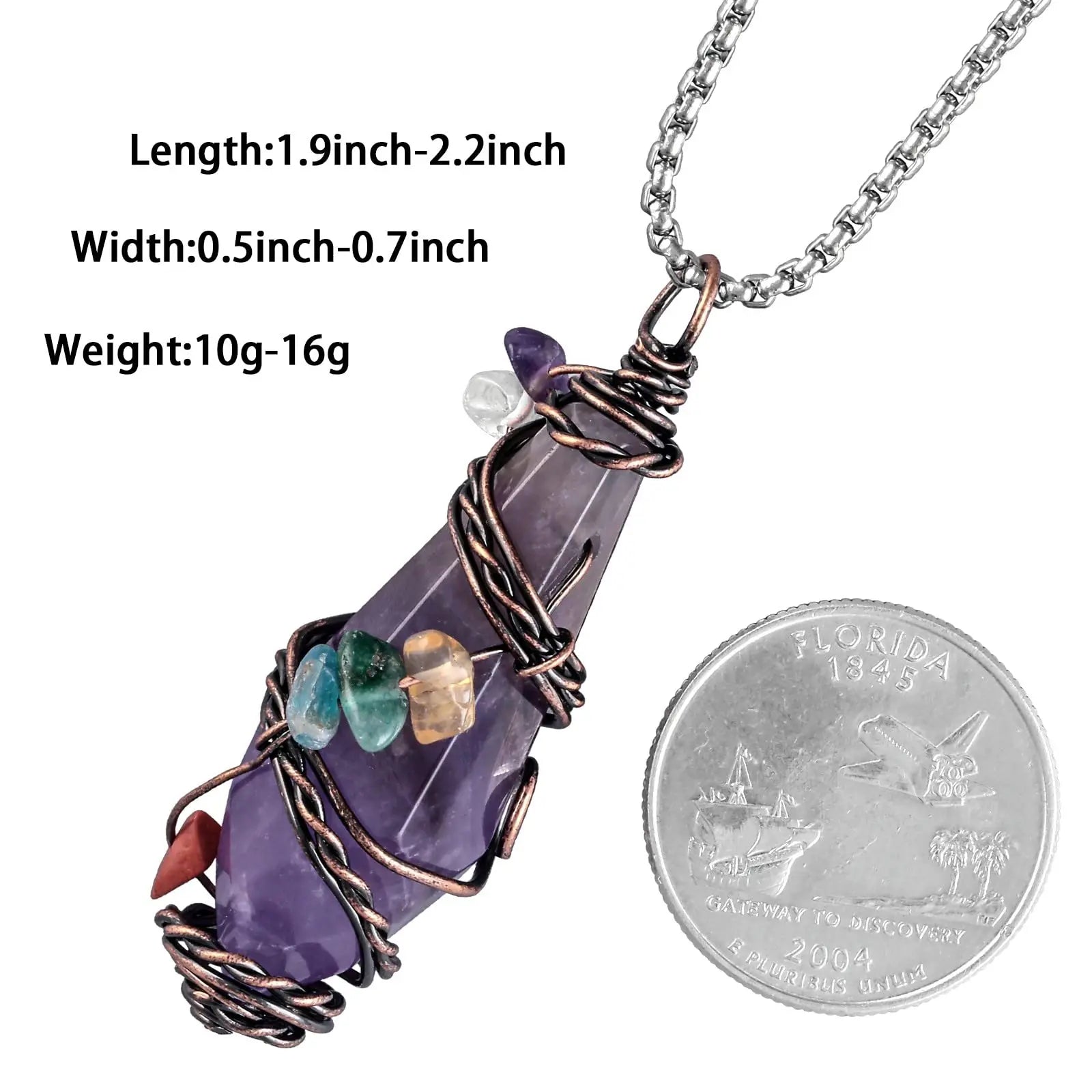 Nupuyai Wire Wrapped 7 Chakra Crystal Stone Pendant Necklace for Women Men, Handmade Faceted Nupuyai Au supplements