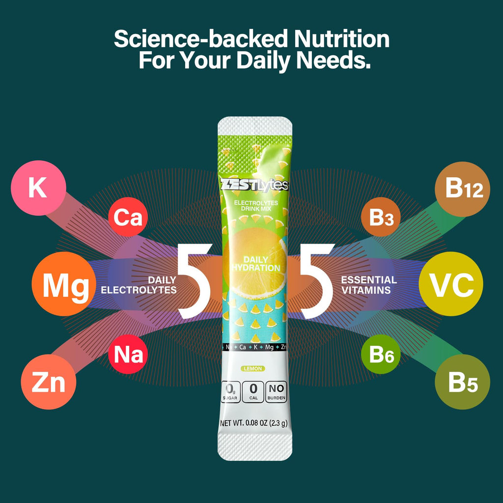 ZestLytes 40 Sticks Low Sodium Sugar Free & 0 Calorie Electrolyte Hydration Packets, Lightly Sweet Electrolyte Powder Drink Mix, Liquid Daily IV Flavors | Lemon Orange Peach Grapefruit
