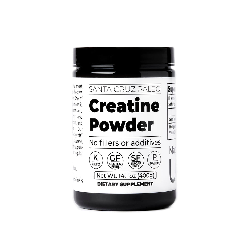 Santa Cruz Paleo, Creatine Monohydrate Powder Micronized, Unflavored Pre Workout and Muscle Support Supplement, Gluten Free Keto, Mix with Water or Shakes