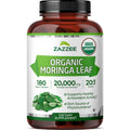 Zazzee USDA Organic Moringa Leaf 20:1 Extract, 180 Vegan Capsules, 3 Month Supply, Certified Kosher, Moringa Oleifera, Antioxidant, Immune & Cellular Support