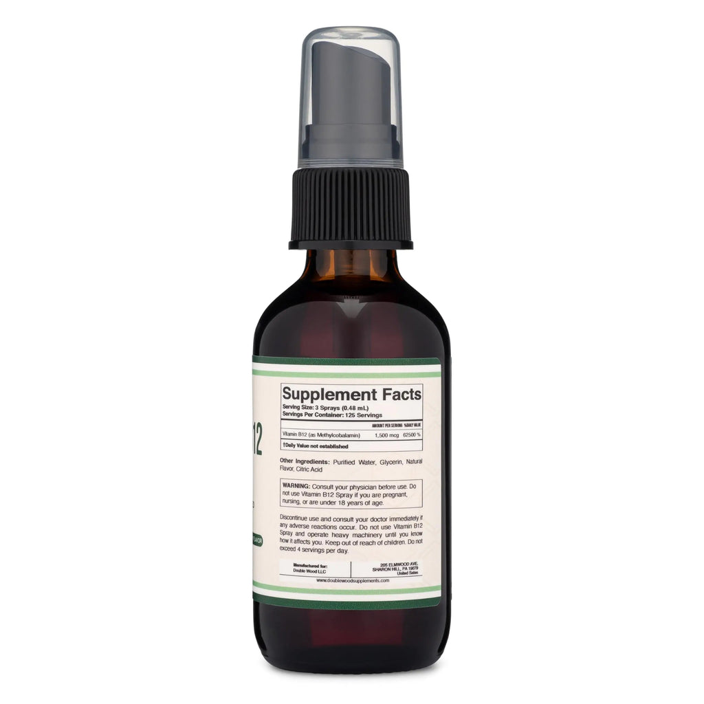 Vitamin B12 Sublingual Spray (2 Spray Dose of Vitamin 12 1000mcg, 3 Spray Serving Size Double Wood Supplements Au supplements