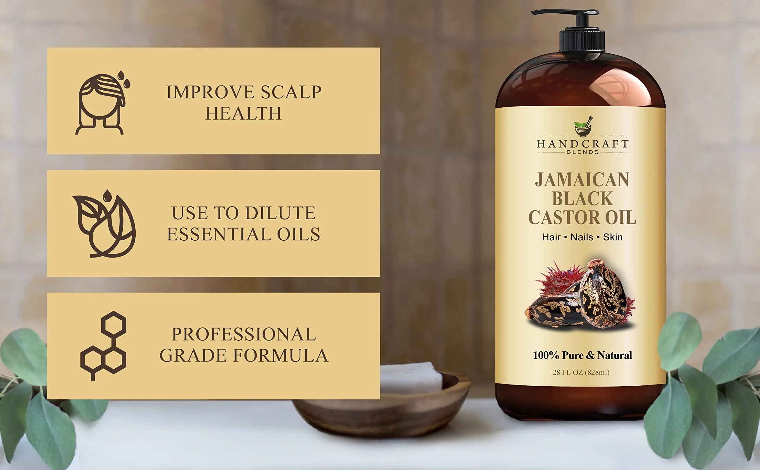 Handcraft Blends Jamaican Black Castor Oil for Hair Growth, Eyelashes and Eyebrows Handcraft Blends Au supplements