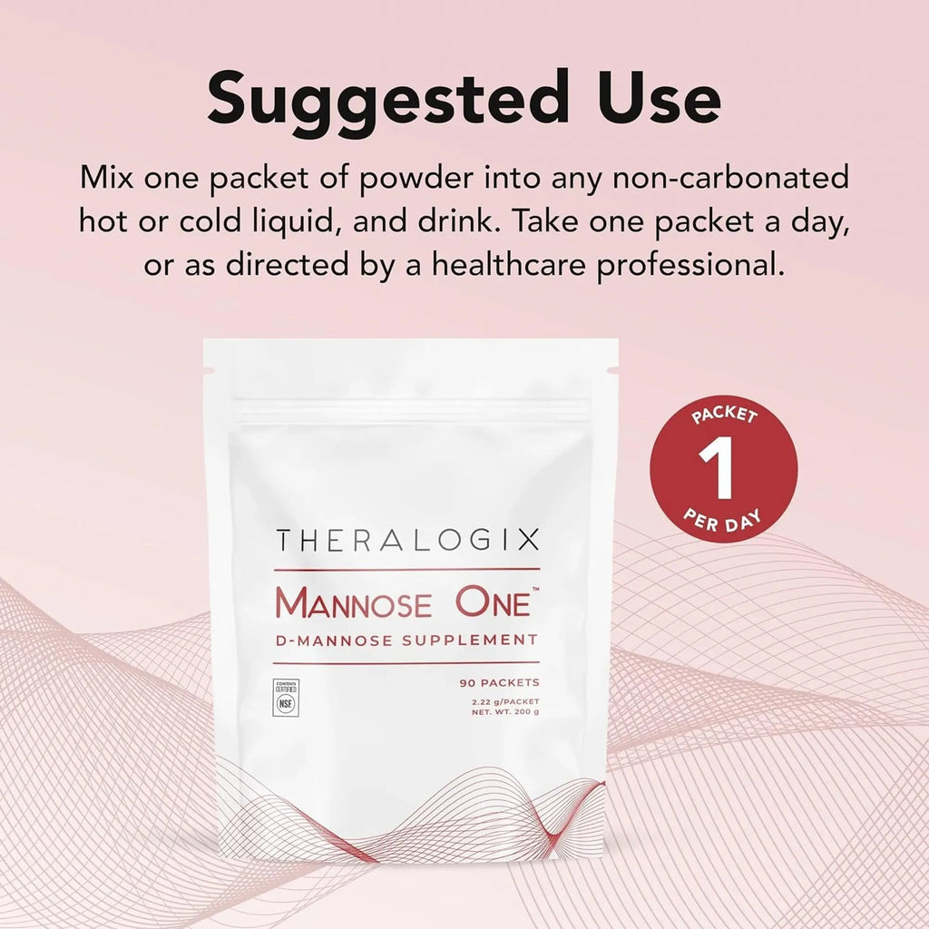 Theralogix Mannose One D-Mannose Powder - 90-Day Supply - Supports Urinary Tract Health with 2,000 mg D-Mannose* - NSF Certified - 90 Packets Theralogix Au supplements