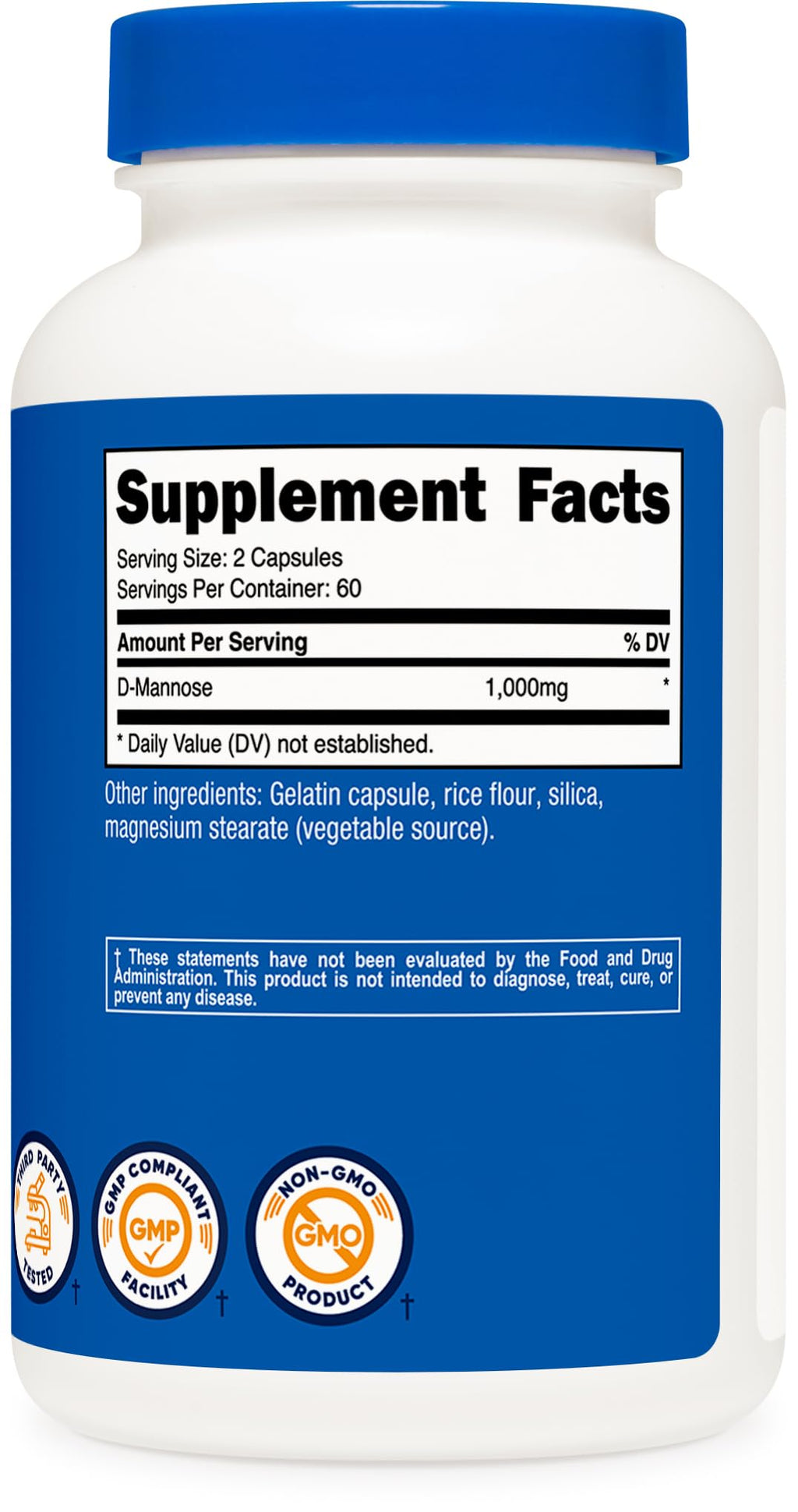 Nutricost D-Mannose 1000mg Per Serving, 120 Capsules - 500mg Per Capsule, Urinary Tract Health, Non-GMO and Gluten Free Nutricost Au supplements