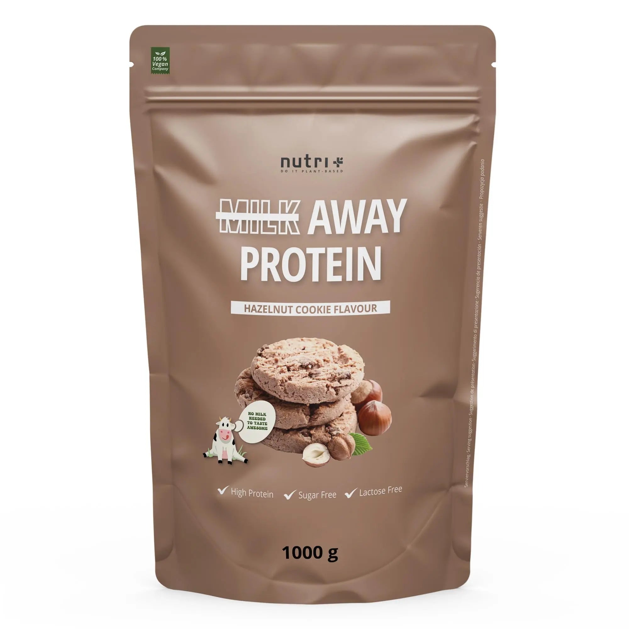 Vegan Protein Powder Hazelnut Cookie - Milk Away Vegan Protein Without Soy 1kg Nutri + Au supplements