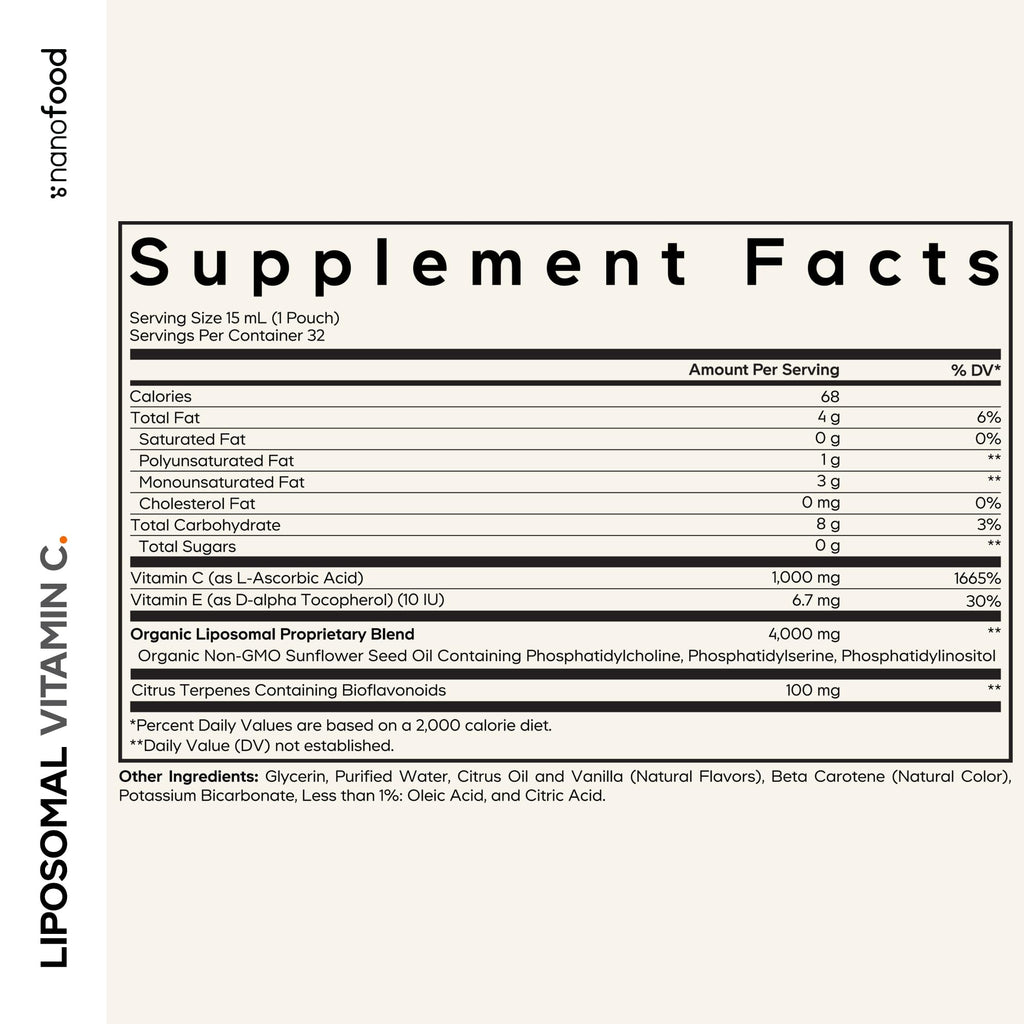 Codeage Liposomal Vitamin C Liquid 1000mg Vitamin C, 4000mg Essential Phospholipids, Supplement For Daily Immune Support, Liposomes For Absorption, Citrus Bioflavonoids, Vitamin E, Non-GMO, 32 Pouches Codeage Au supplements